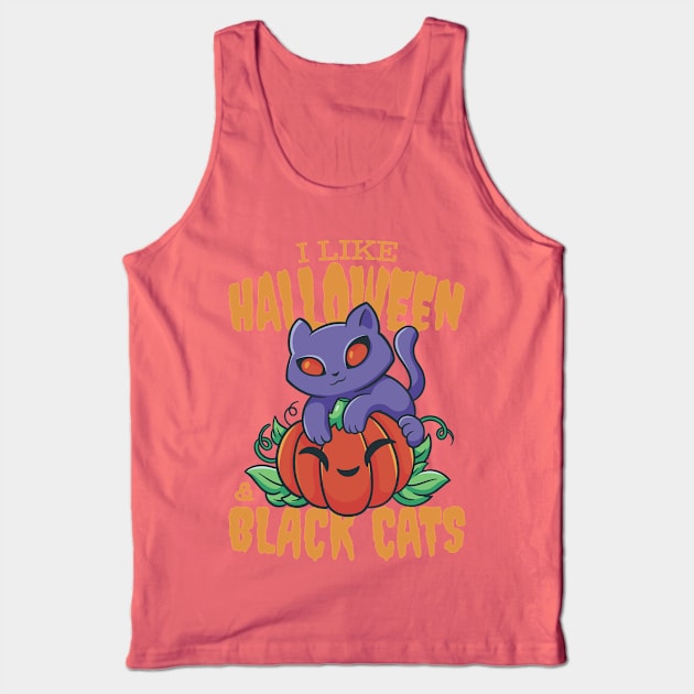 Black cat halloween Tank Top by IconRose